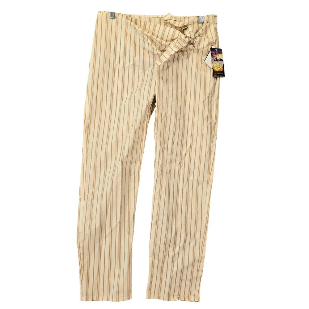 BeBop Tan Khaki Pants NEW Stretch Striped Mock Tie Waist Pull-On Women's Size M